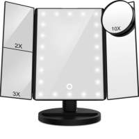 Specchio per il trucco con luce LED Specchio per il trucco Specchio girevole con ingrandimento tattile