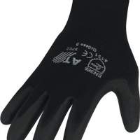 Handschuhe PU Gr.8 schwarz Nylon Feinstrick mit Strickbund, 12 Paar